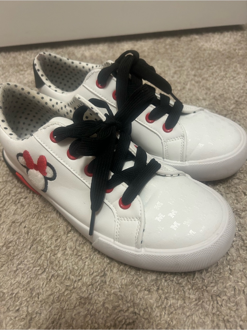 Disney White Sneakers with Black Laces & Red Accents